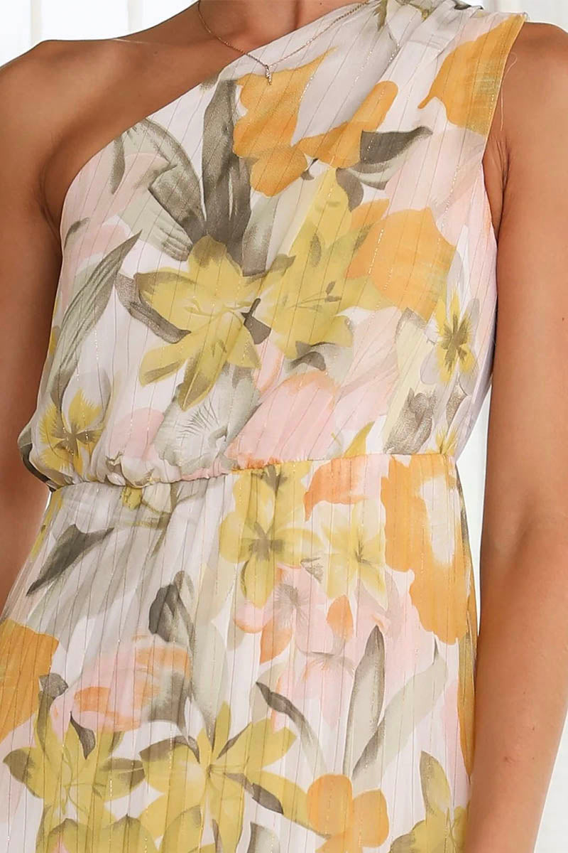 Sylou™ | Robe Soleil – Élégance Florale Asymétrique