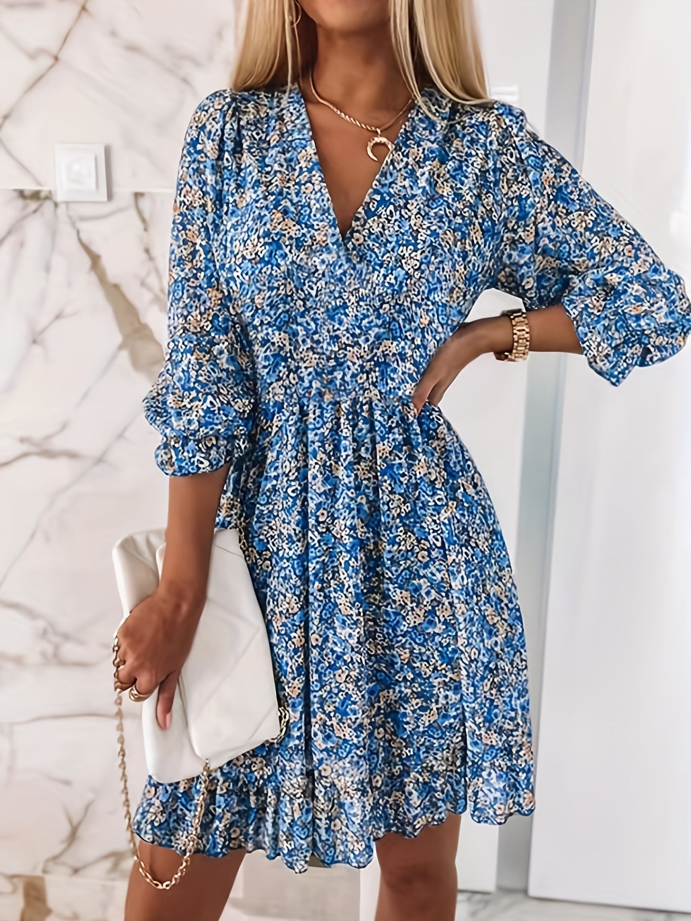 Sylou™ | Robe Bleu Jardin