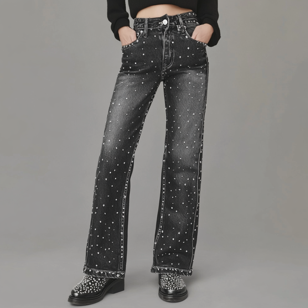Sylou™ | Pantalon en Denim Stella Noir