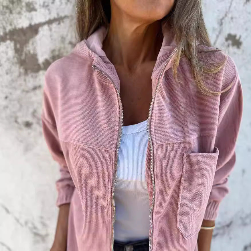 Sylou™ | Veste Velours à Capuche Décontractée