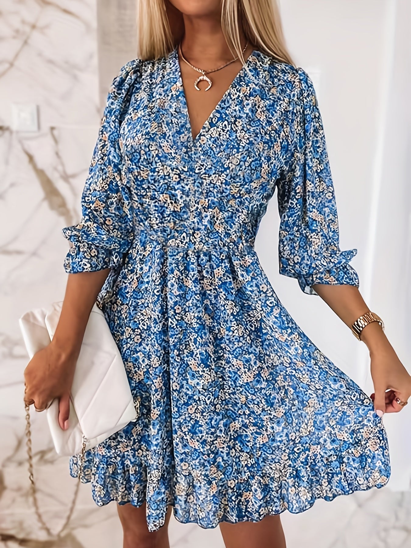 Sylou™ | Robe Bleu Jardin