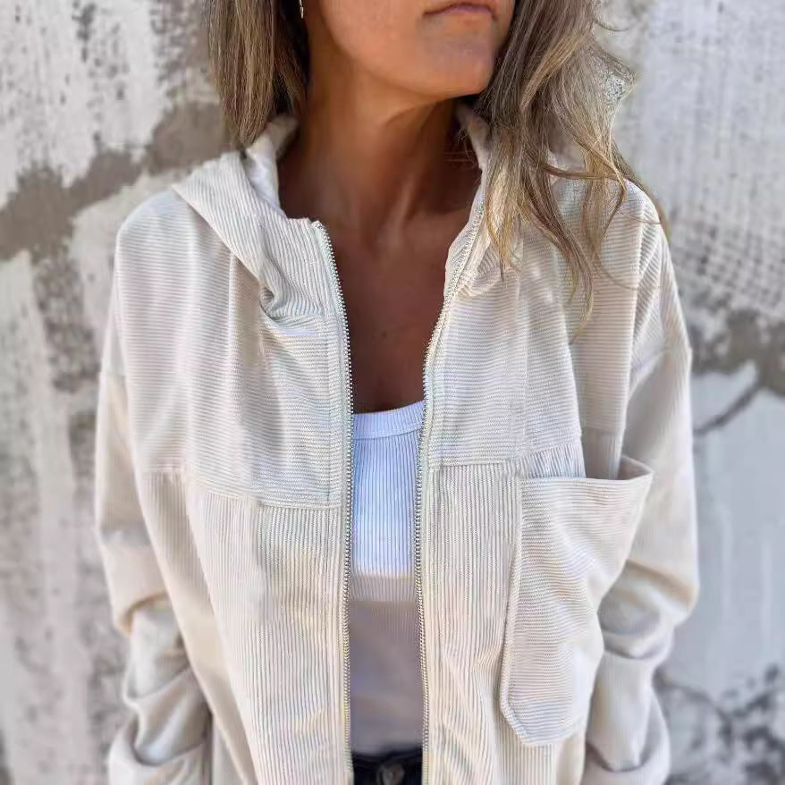 Sylou™ | Veste Velours à Capuche Décontractée